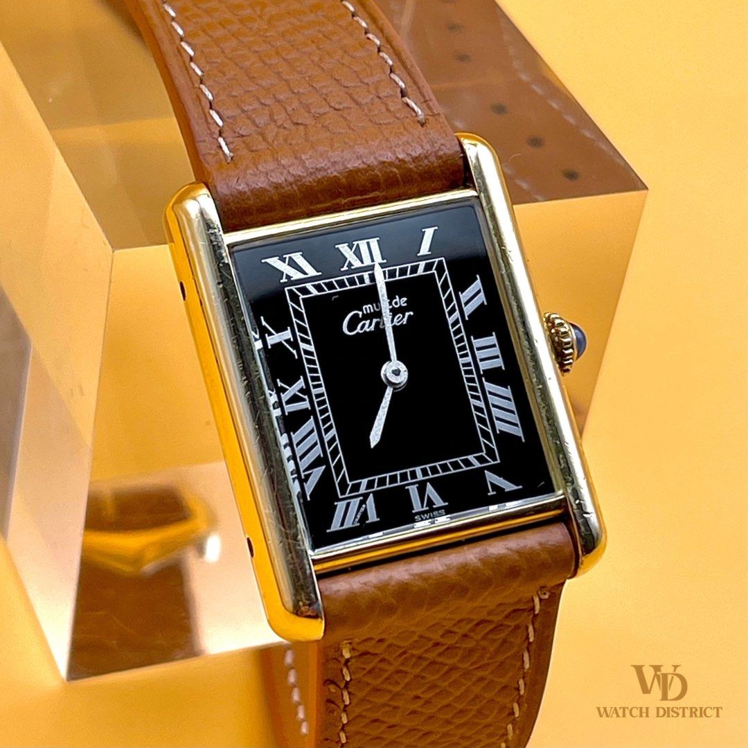 Cartier Tank Must de Onyx dial ref. 6, Luxury, Watches on Carousell