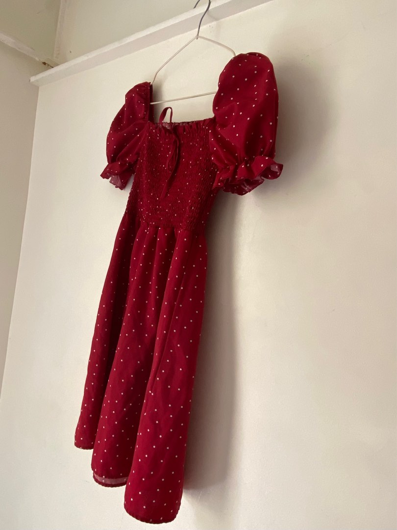 Red Puff Sleeve Dress, Women's Fashion, Dresses & Sets, Dresses on Carousell