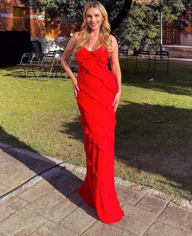 Red maxi dress formal cheap