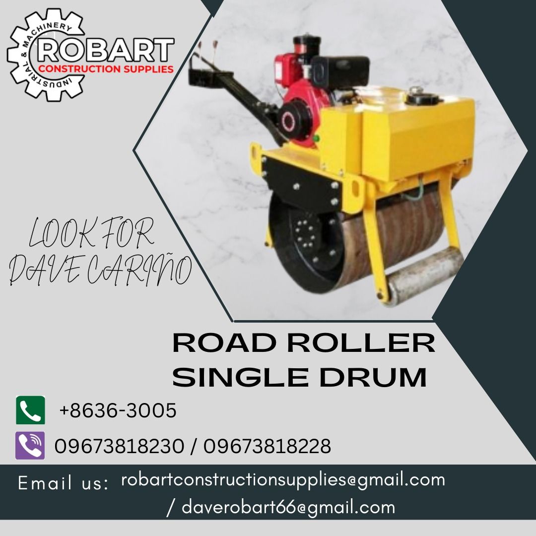 ROAD ROLLER SINGLE DRUM (Category: Construction Tools & Equipment) located in Caloocan City. Submitted by gabo. (Listing ID 1259686131, Image 1). Description: SALE❗ ❗ ❗ SALE❗ ❗ ❗ SALE❗ ❗ ❗ ROAD ROLLER SINGLE DRUM ENGINE: YUJIMBO 7HP, 4STROKE LOOK FOR: Dave T. Cariño Email: daverobart66@gmail.com 0 9 6 7 3 8 1 8 2 2 8 / 0 9 6 7 3 8 1 8 2 3 0 7 7 4 6 - 6 2 4 8 / 7 0 0 2 - 2 8 7 2 / 8 6 3 6 - 3 0 0 5 𝑹𝑶𝑩𝑨𝑹𝑻 𝑪𝑶𝑵𝑺𝑻𝑹𝑼𝑪𝑻𝑰𝑶𝑵 𝑺𝑼𝑷𝑷𝑳�