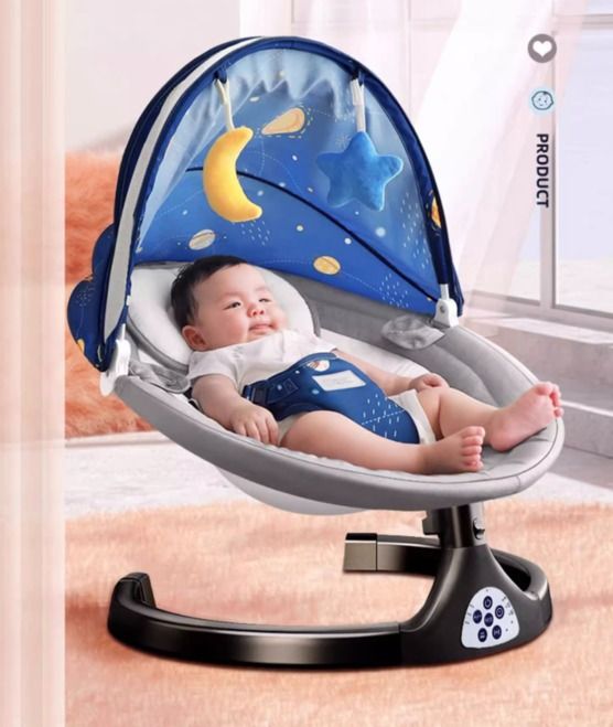 Rocking Chair Baby Electric Smart Bluetooth Remote With Mosquito Net Cradle kids chair rocking chair portable Premium SG STOCK baby cradle gifts Party