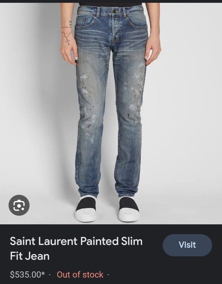 Saint Laurent paris jeans paint splatter