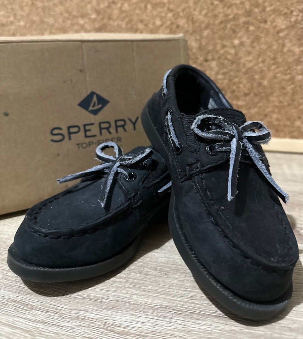 Kids black sale sperrys