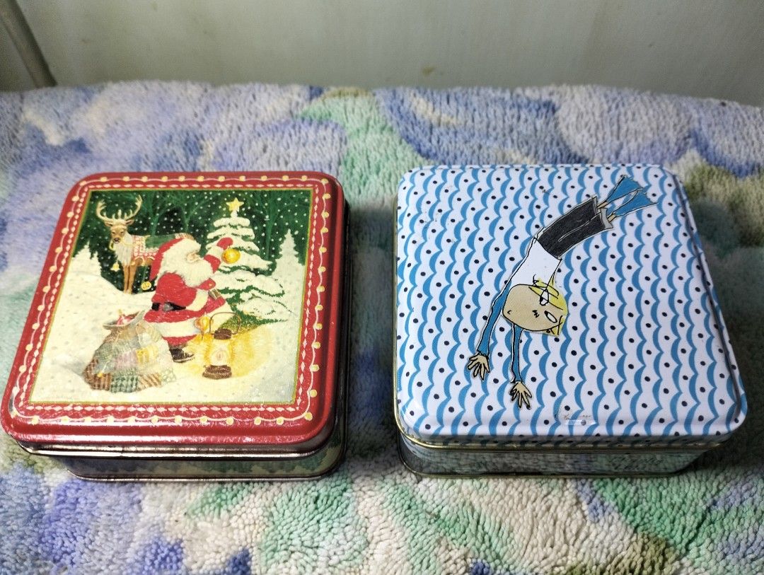 Square Mini Tin Boxes From UK Set Of 2 (Category: Storage Boxes & Baskets) located in Pasig City. Submitted by Unikko75 (Listing ID 1259779490, Image 2). Description: Square Mini Tin Boxes From UK Set Of 2 Sizes : 3.5 X 3 5 X 1.5 Inches Price : 450. Take All Note : These are used items . Please check the photos..