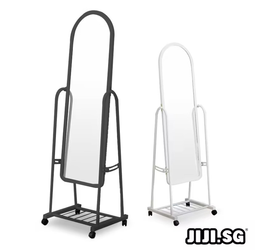 Standing full length Mirror (white) movable & adjustable, Furniture & Home Living, Home Decor