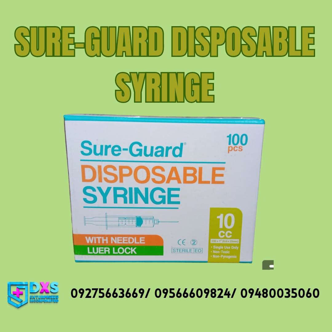 SURE GUARD SYRINGE WITH NEEDLE 10CC, Health & Nutrition, Medical