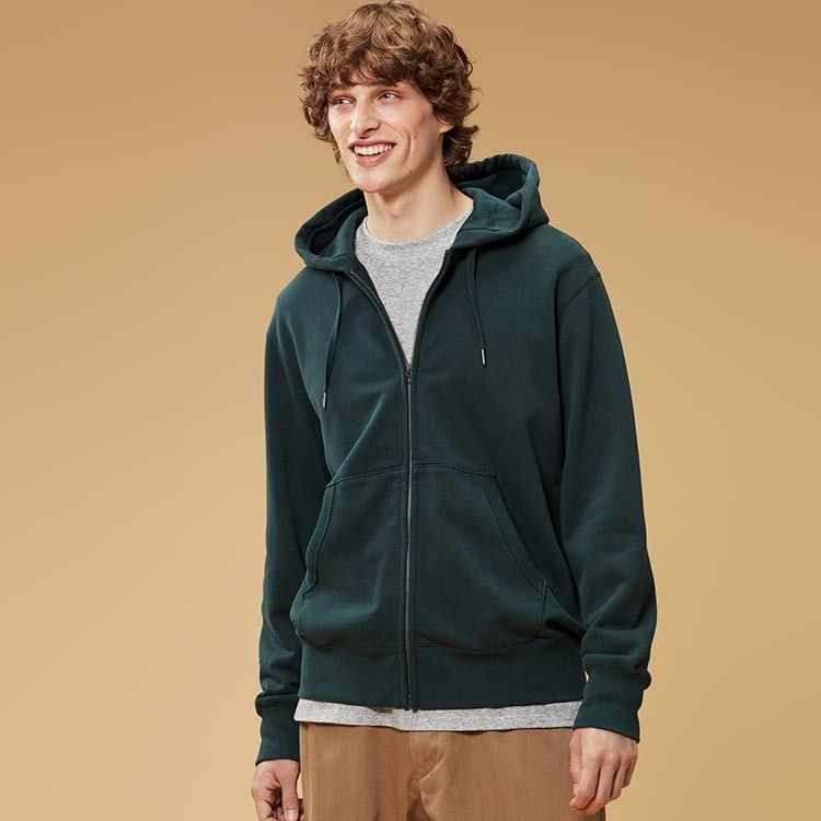 Mens green zip top hoodie