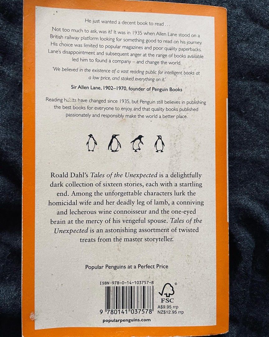 Tales of the Unexpected By Roald Dahl, Hobbies & Toys, Books ...
