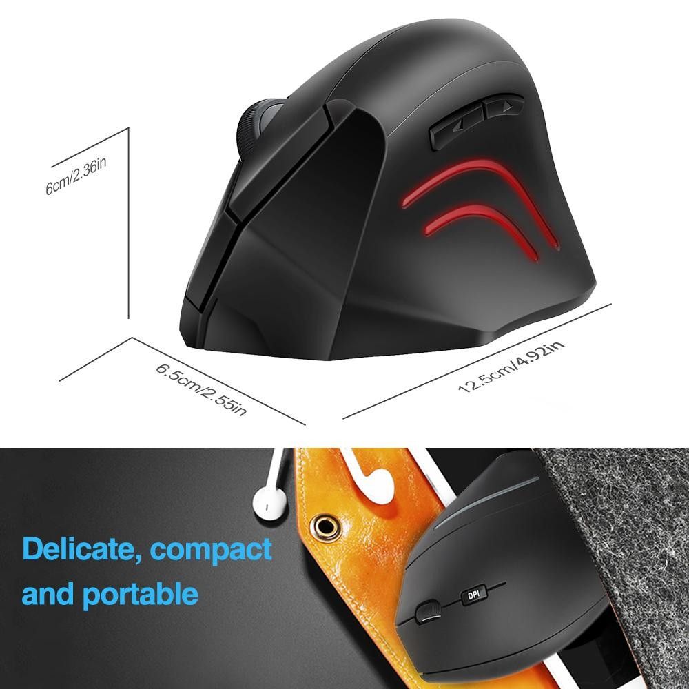 TECKNET 2.4G Vertical Wireless Mouse 800/1200/2000DPI, 6 Buttons