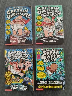 THE ADVENTURES OF CAPTAIN UNDERPANTS and SUPER DIAPER BABY Books - well-used, paperback, pre-loved