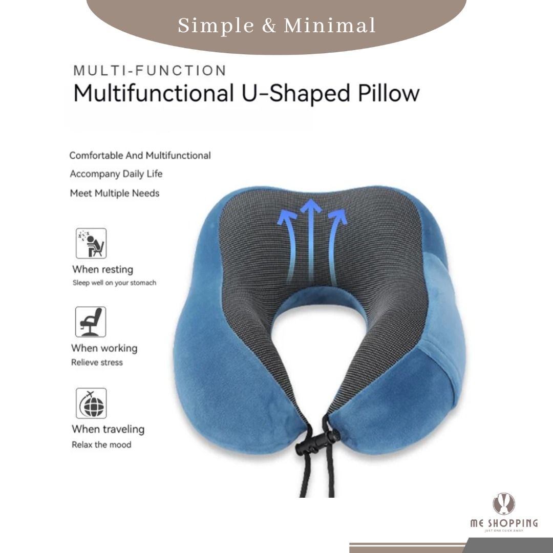 Travel Pillow Pure Memory Foam Neck Pillow Ergonomically 360 Head