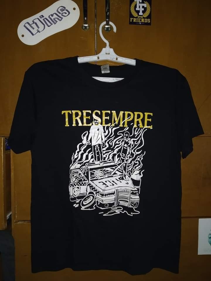 Tresempre Punk Band Shirt (Category: Tshirts & Polo Shirts ) located in Makati City. Submitted by wjlemke (Listing ID 1259671125, Image 1). Description: Gildan (legit) Tresempre Burning Police Car Large on tag Armpit: 21" Length:27" Very Good Condition P250.00.
