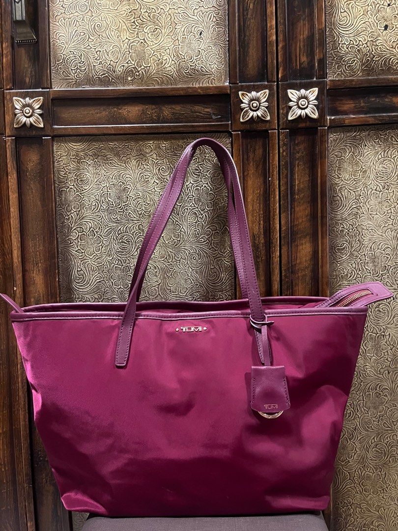 Tumi Voyageur Nylon Tote Bag NWT Berry Gold Everyday Travel Work