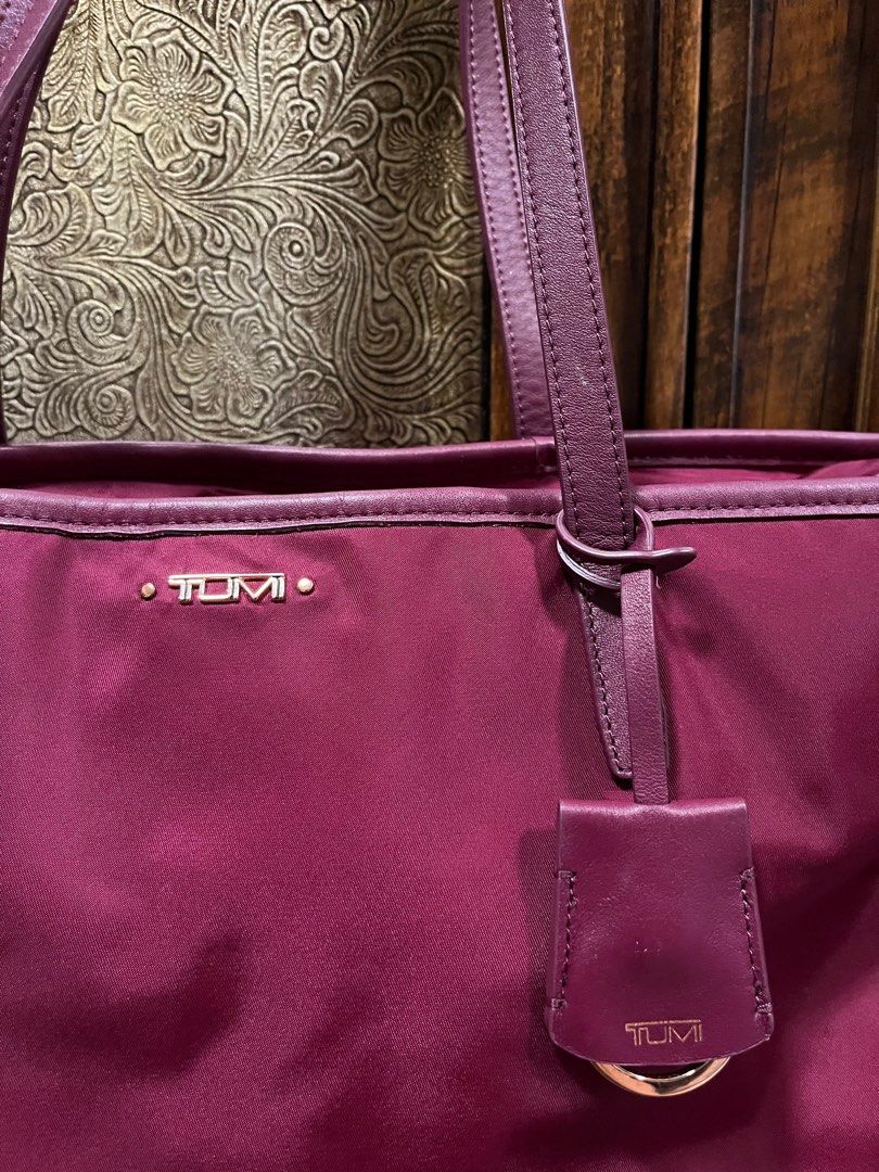 Tumi Voyageur Nylon Tote Bag NWT Berry Gold Everyday Travel Work