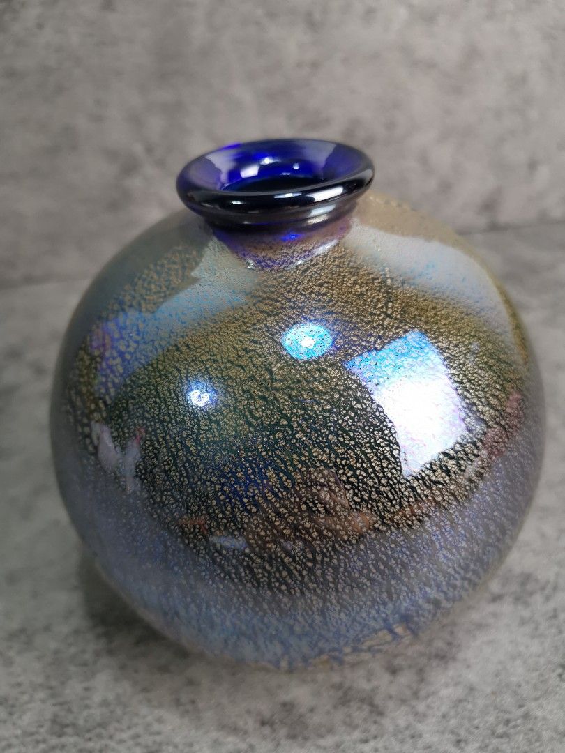 Vibtage Cobalt Blue Kurata Art Glass, Furniture & Home Living, Home