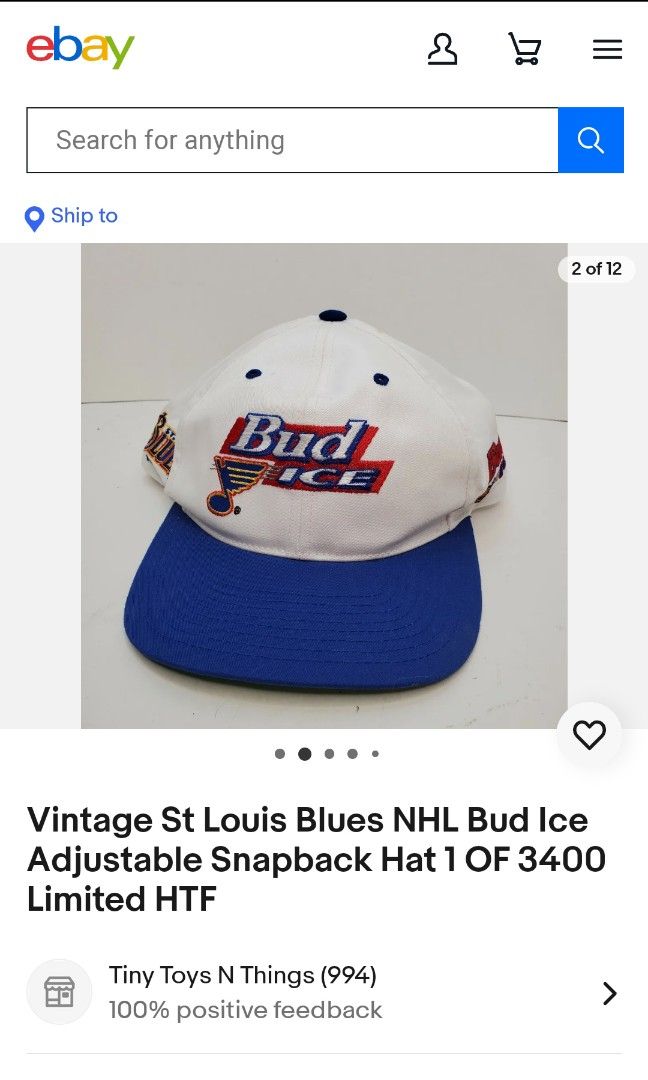 Vintage St Louis Blues NHL Bud Ice Adjustable Snapback Hat 1 OF 3400  Limited HTF