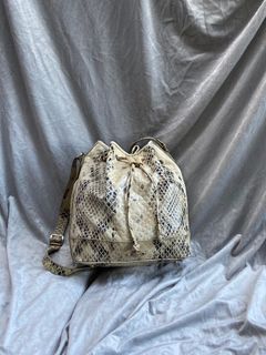 Vivienne Westwood Beige/Black Faux Leather Bucket Bag in Large