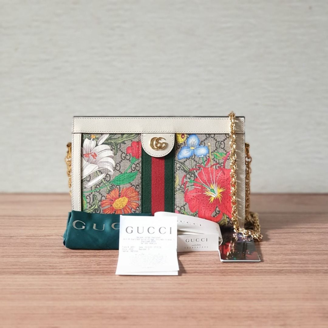 VVGC Gucci Ophidia Small Flora Chain Shoulder Bag 2021 (db,rec,cards) Ss  26x8x17cm dv