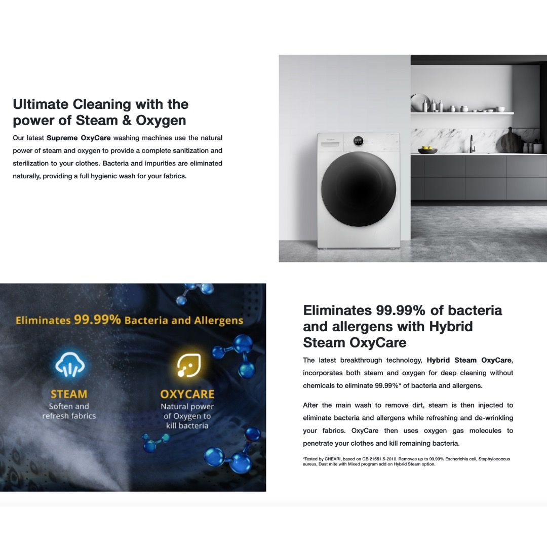 WHIRLPOOL FWMD10502GW FWMD10502GG 10.5KG SUPREME OXYCARE INVERTER