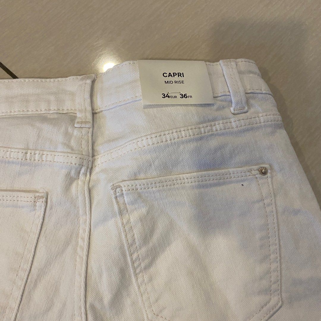 Womens white cheap denim capris