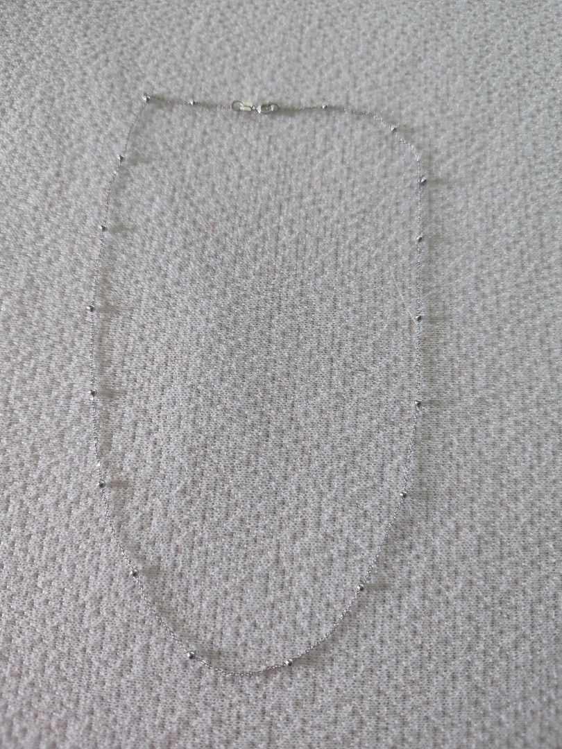 White gold japan necklace (Category: Necklaces) located in Baguio. Submitted by yourpickandstyle (Listing ID 1259616264, Image 1). Description: preloved white gold 18k japan gold balls necklace no issue 16inches 1.13 grams.