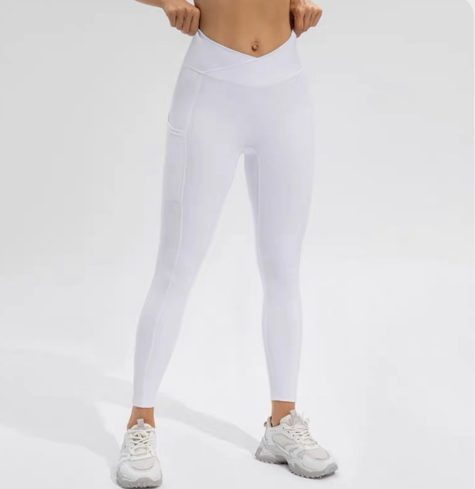 white long yoga pants, Women's Fashion, Activewear on Carousell