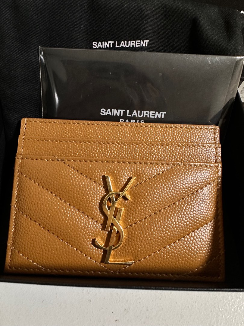 Saint Laurent YSL Monogram Quilted Grain de Poudre Card Case