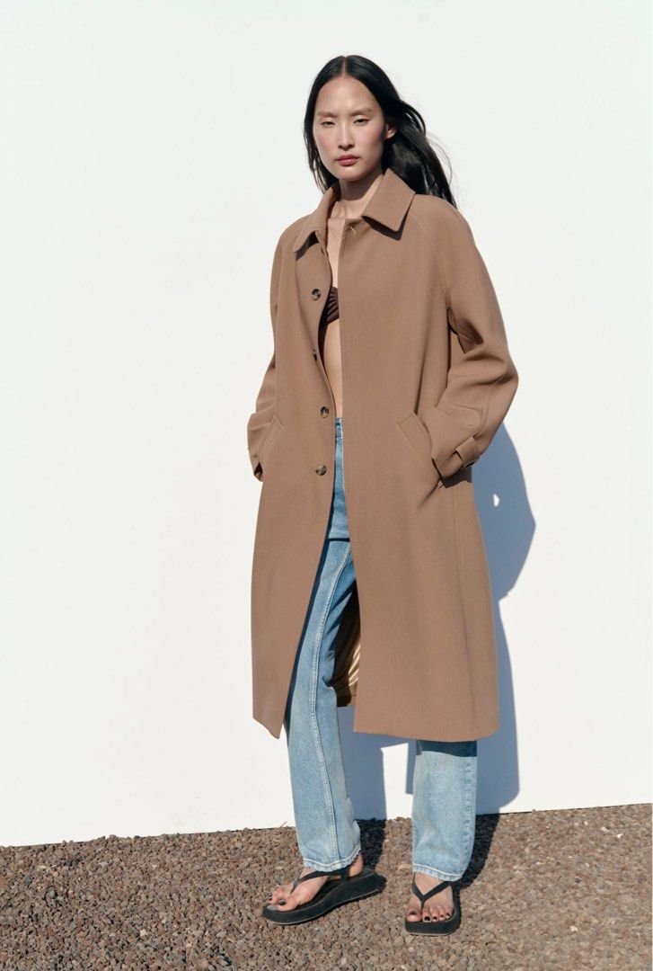 Zara coat cheap with pockets