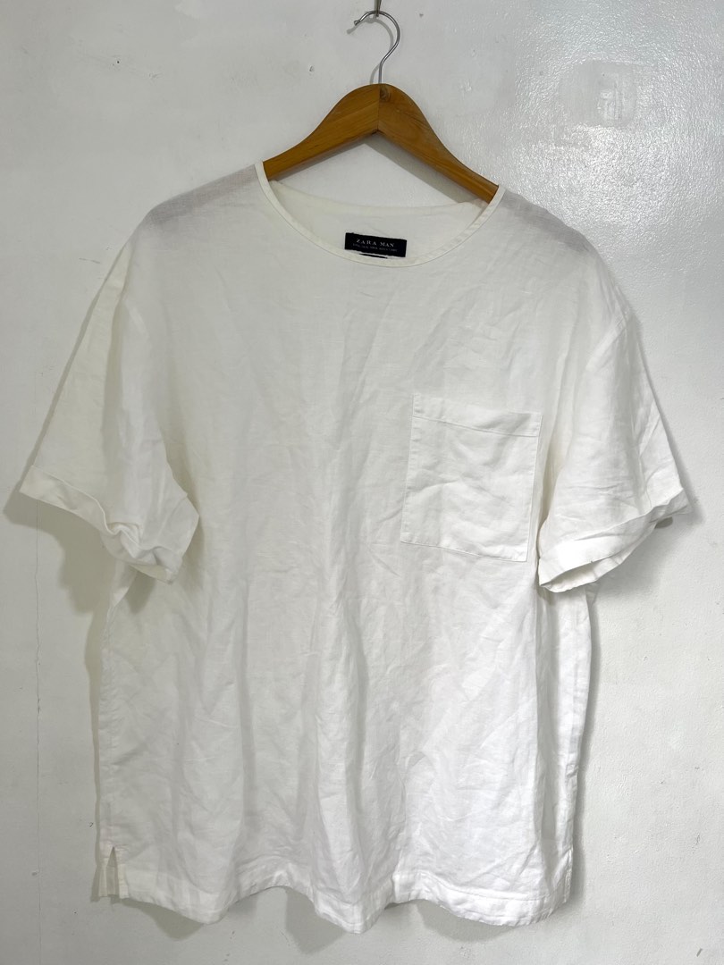 ZARA MAN RELAXED FIT linen blend shirt top, Men's Fashion, Tops & Sets