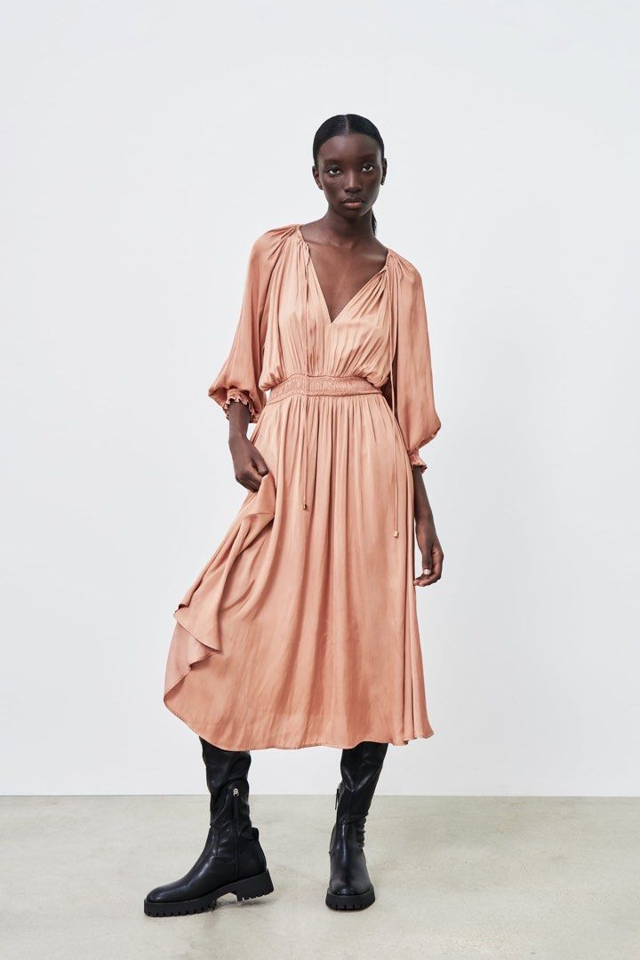Gold ruched dress discount