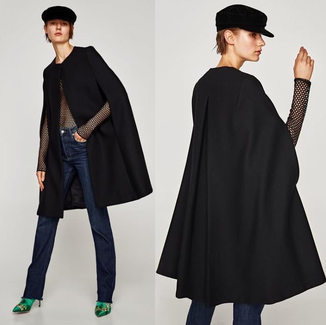 Black cape jacket zara clearance