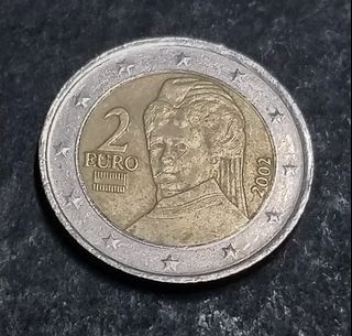 Rare 2002 Austria €2 Euro old coin VF/XF condition **Hard to Find**