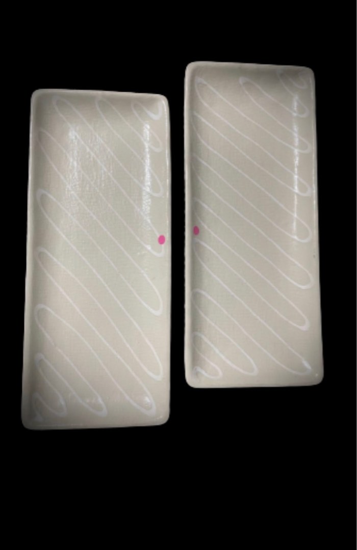 2 pcs. RECTANGULAR PLATES; SUSHI PLATES; STONEWARE SEMI GLAZE; see