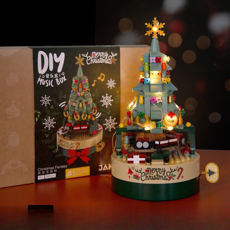 360 pcs bricks rotating Christmas Tree music box (LEGO size), Hobbies