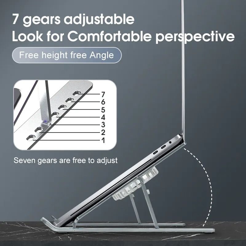 7 Level Adjustable Computer Foldable laptop Stand 2 Fans Aluminum ...
