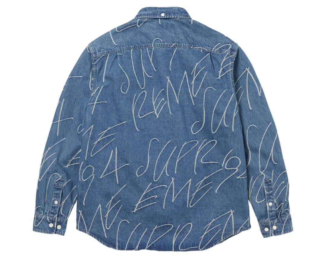 代購Supreme Handwriting Jacquard Denim Shirt, 徵收- Carousell