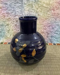 Arita Flower Pattern Cobalt Blue Gold Vase with Signature Markings 5.5" inches - P175.00