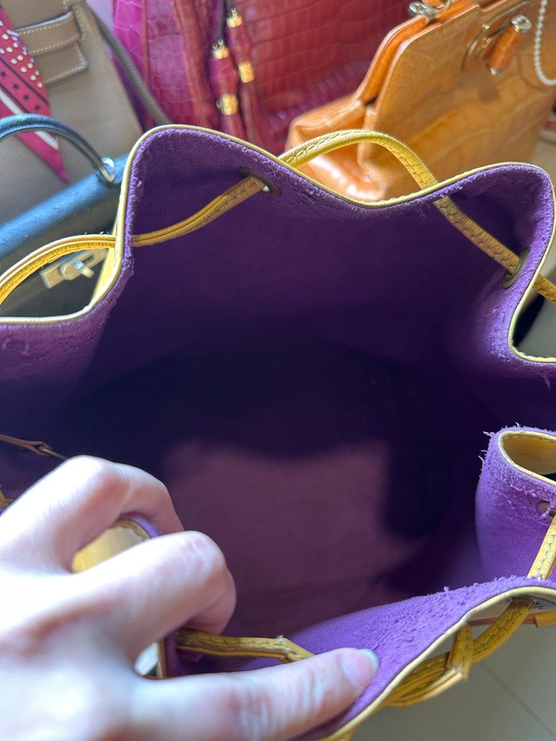 AUTHENTIC VINTAGE LOUIS VUITTON EPI YELLOW with purple interior