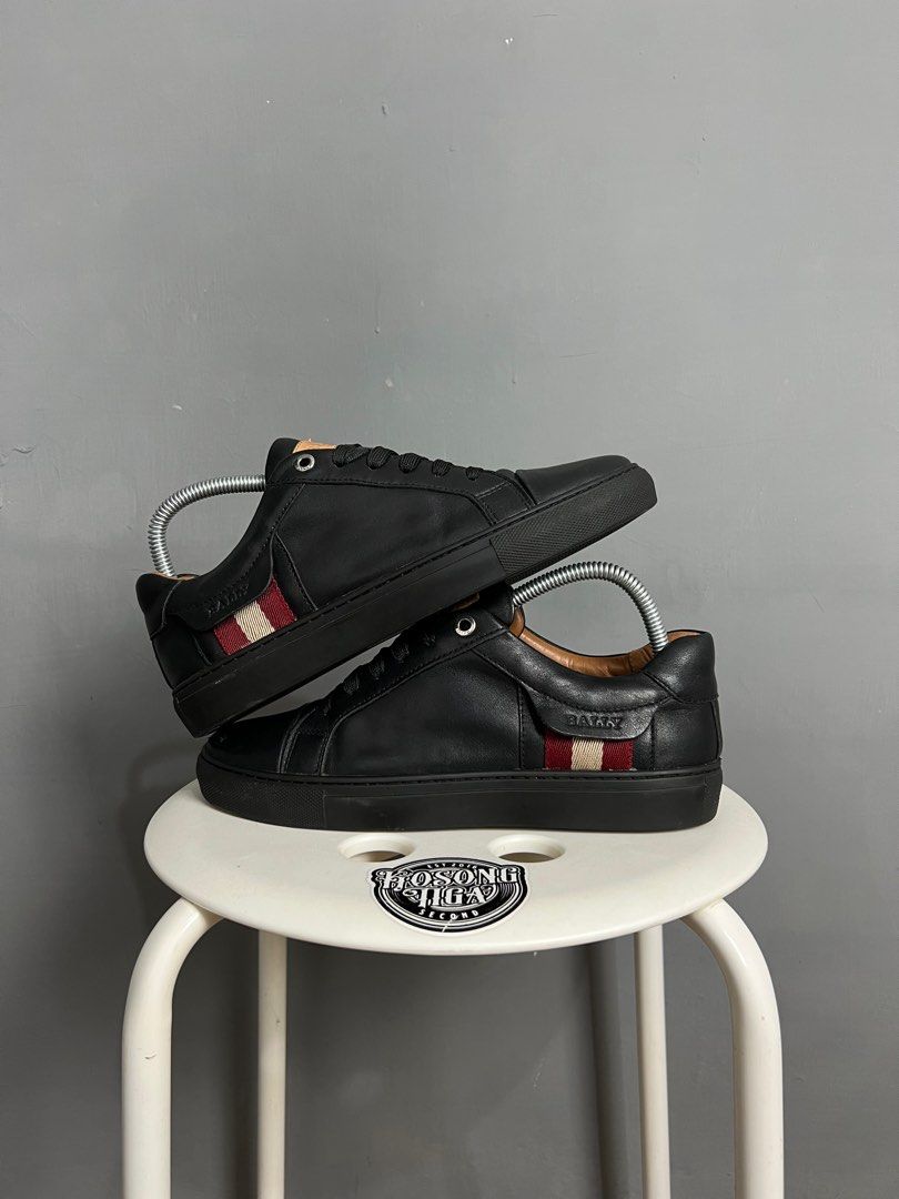 Bally Hedern Black Leather Sneakers 39 40 Fesyen Pria Sepatu