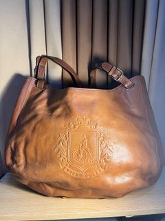 HOUSE OF DEREON Brown w Gold Pattern Purse Hobo Bag with Handles 14" x  9" x 4"