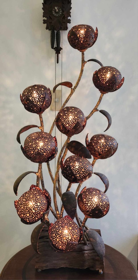 Beautiful Handmade Coconut Shell Lamp, Furniture & Home Living