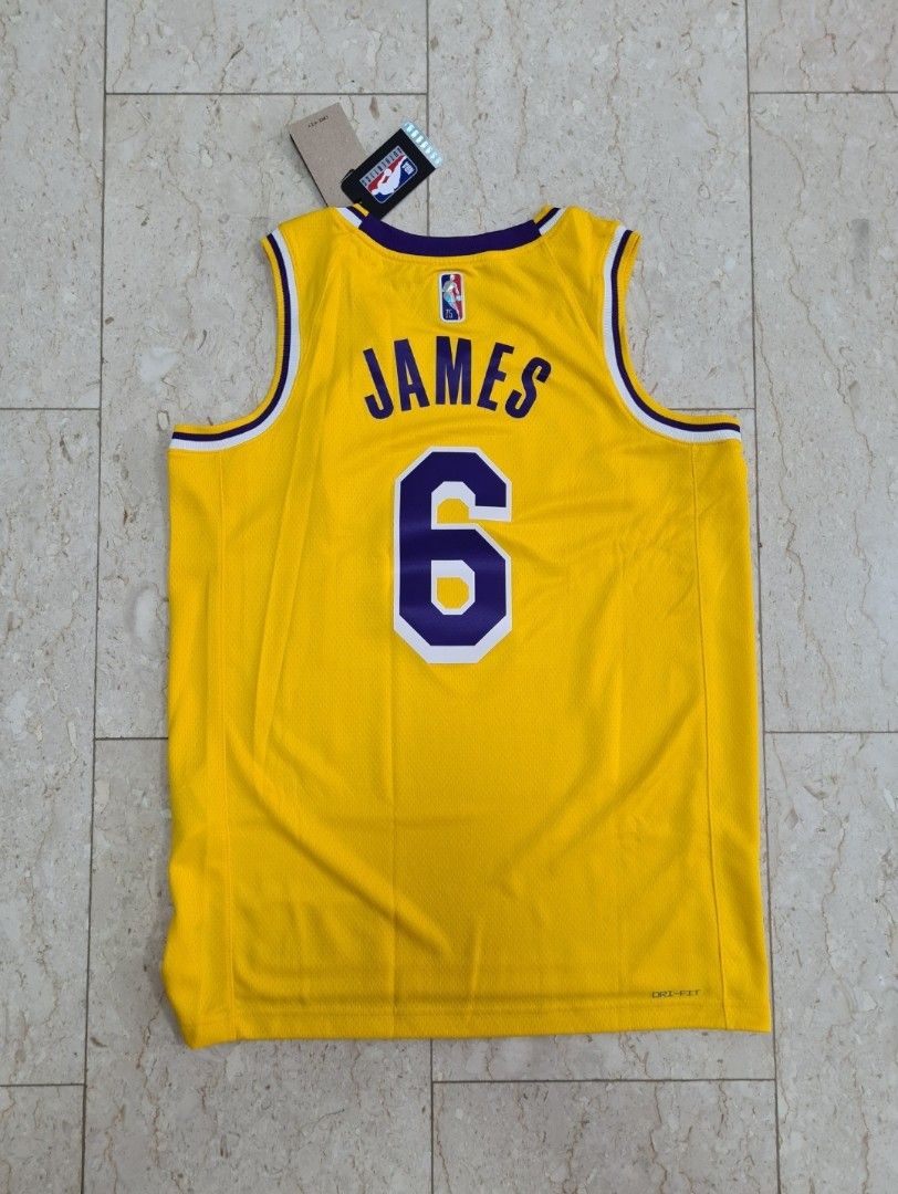 Nike Los Angeles Lakers LeBron James #6 Icon Swingman Jersey Yellow/Am