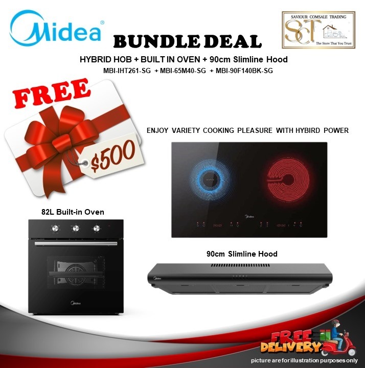 Bundle Deal Hybrid Induction Hob + BuiltIn Oven + 90cm Slimline Hood (MBIIHT261SG + MBI