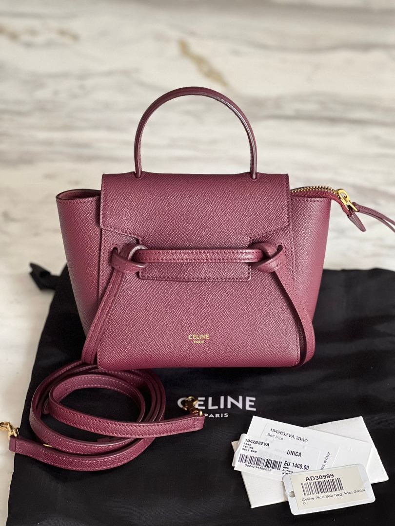 CELINE Grained Calfskin Pico Belt Bag Acai 1090152