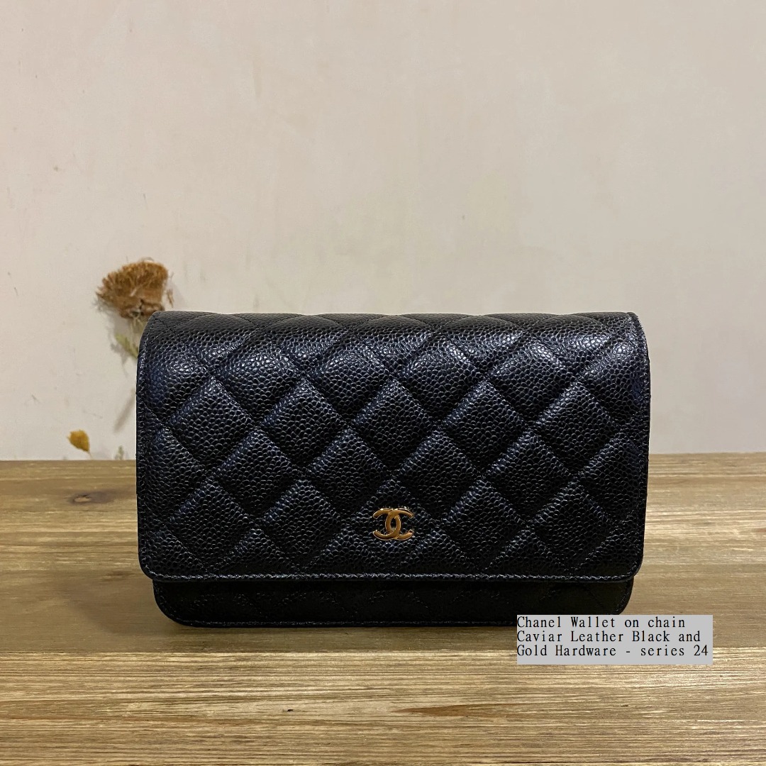 Chanel Wallet on chain Caviar Leather Black and Gold Hardware series