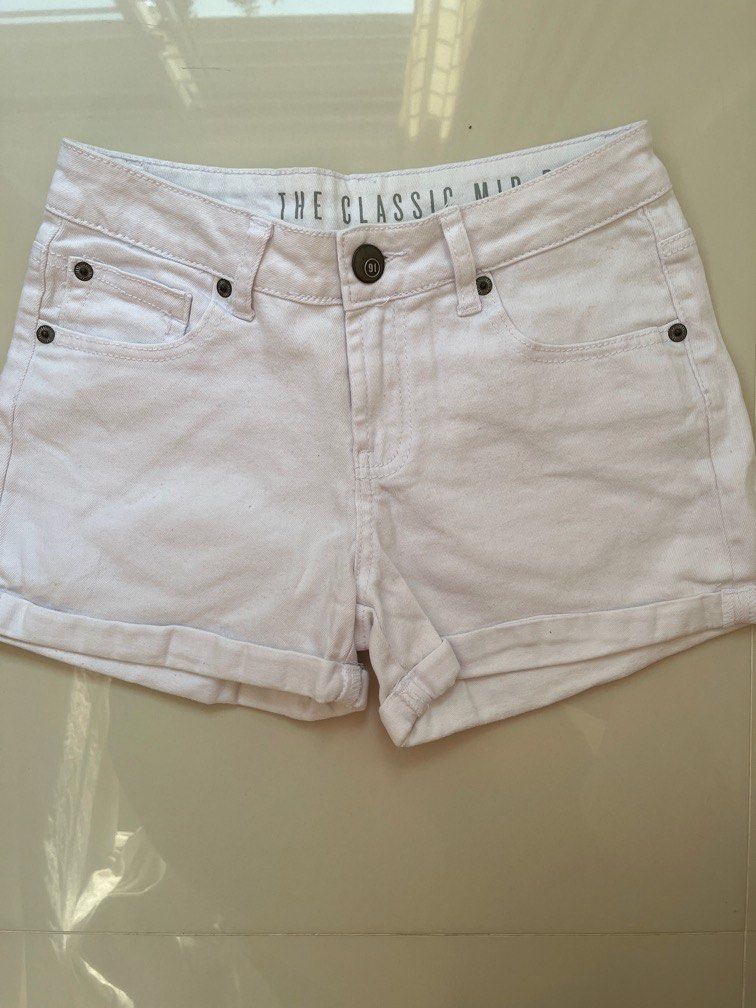 White jean discount shorts womens