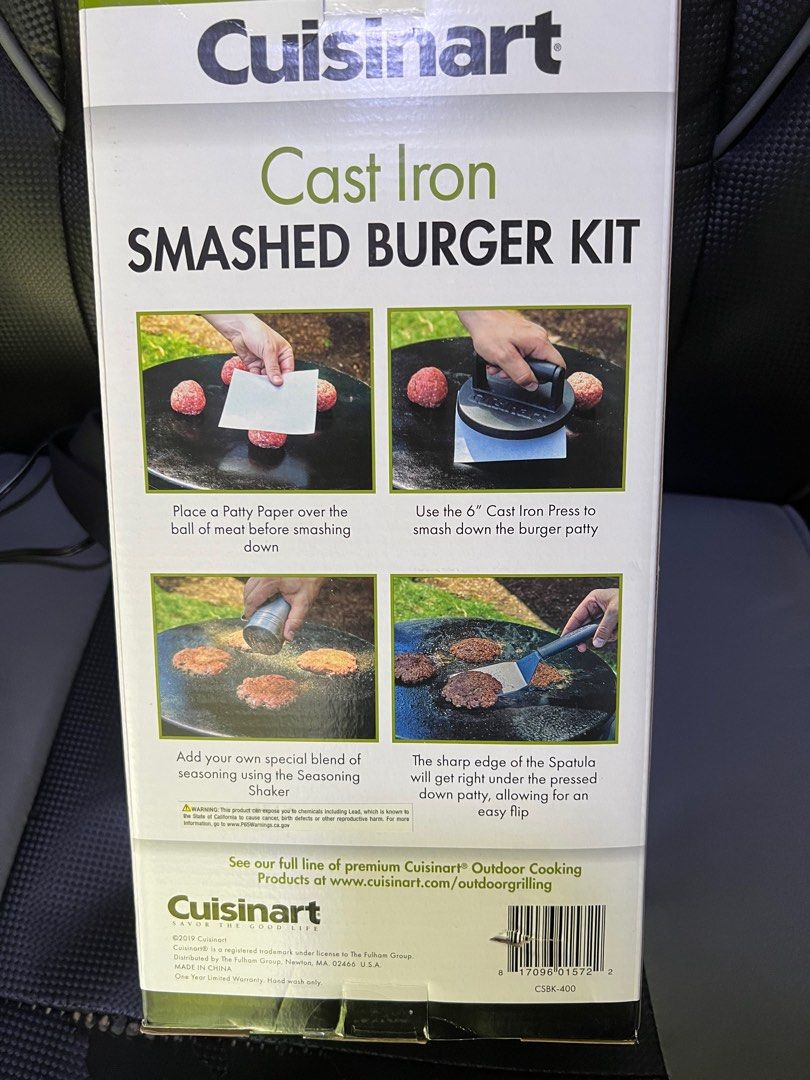 Cuisinart CSBK-400, Smashed Burger Kit, Cast Iron, TV  Home Appliances,  Kitchen Appliances, BBQ, Grills  Hotpots on Carousell