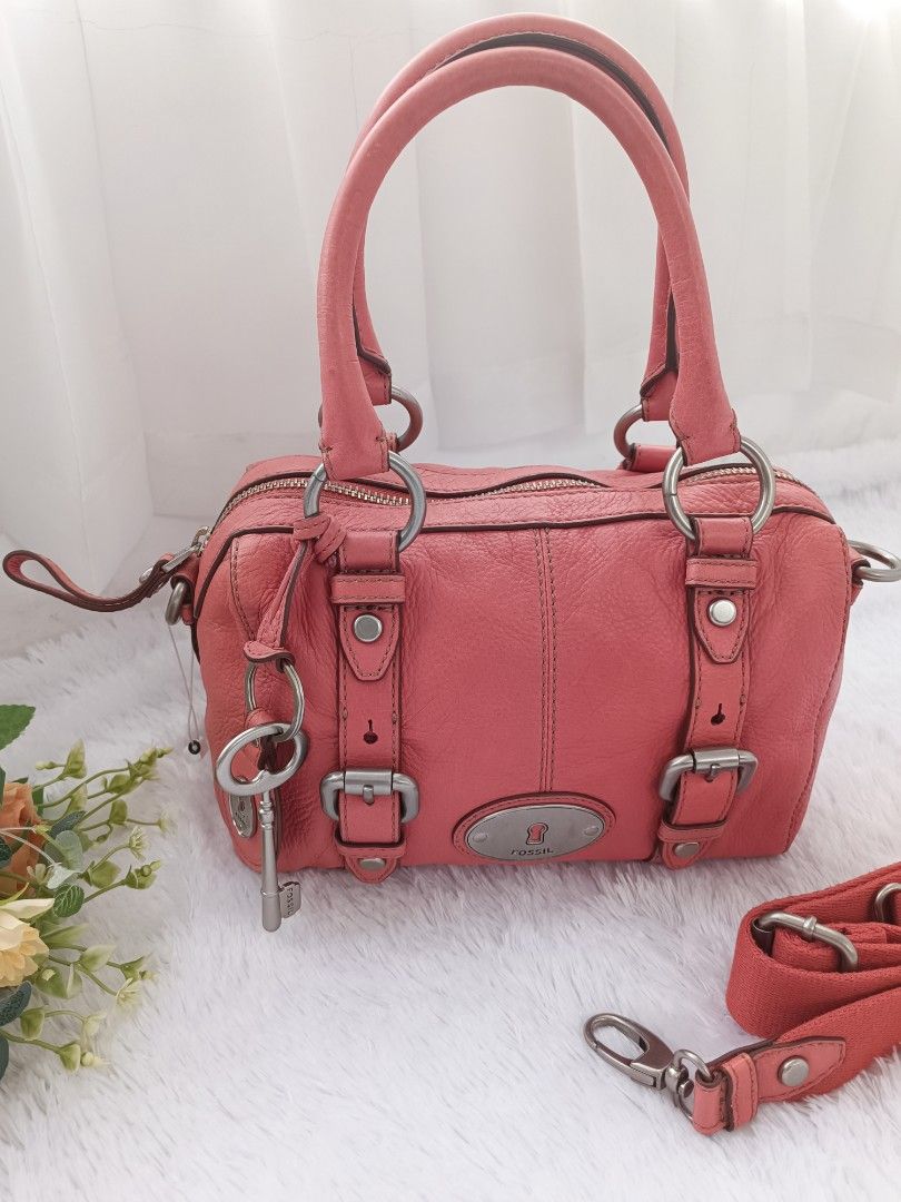 Fossil Maddox Satchel Small Soft Pink Leather Fesyen Wanita Tas Dompet di Carousell