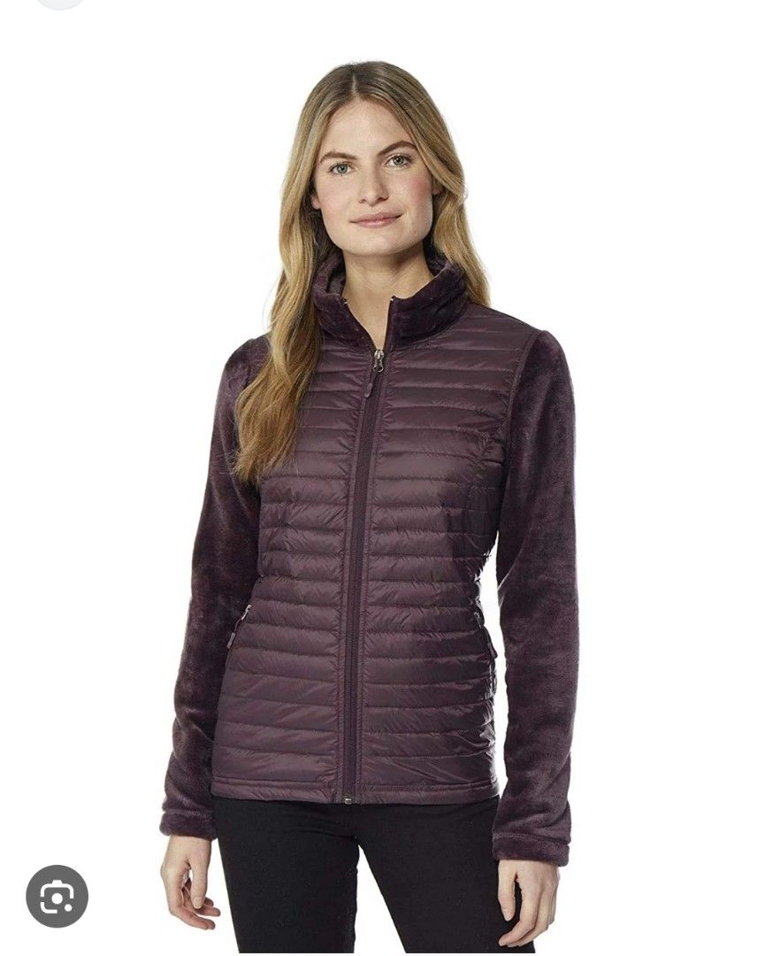 Free SF 32 Degrees Ladies Mixed Media Plush Faux Fur Down Jacket