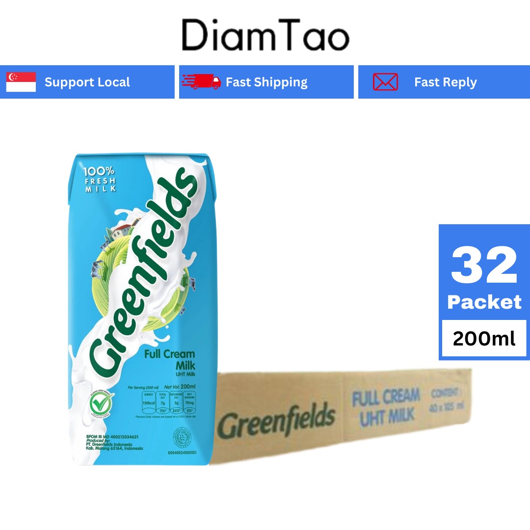 Greenfield UHT Full Cream 32 packet x 200ml, Food & Drinks, Beverages